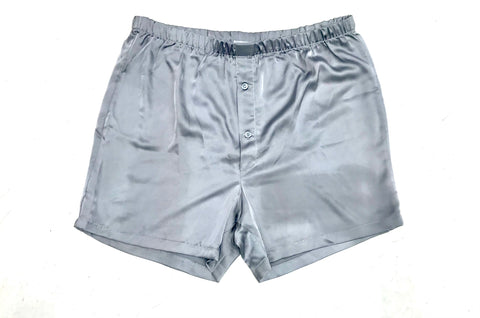 Mens Silver Satin Boxer