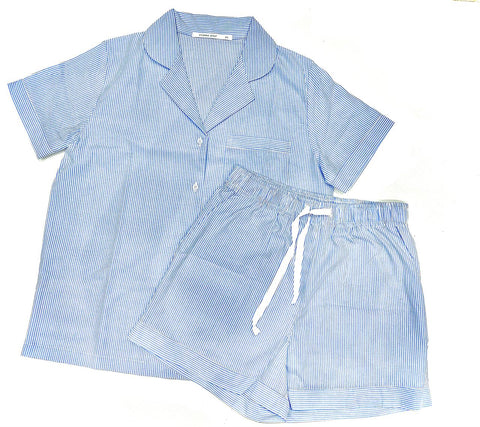 PJ SS Blue/White Satin Stripe with Shorts