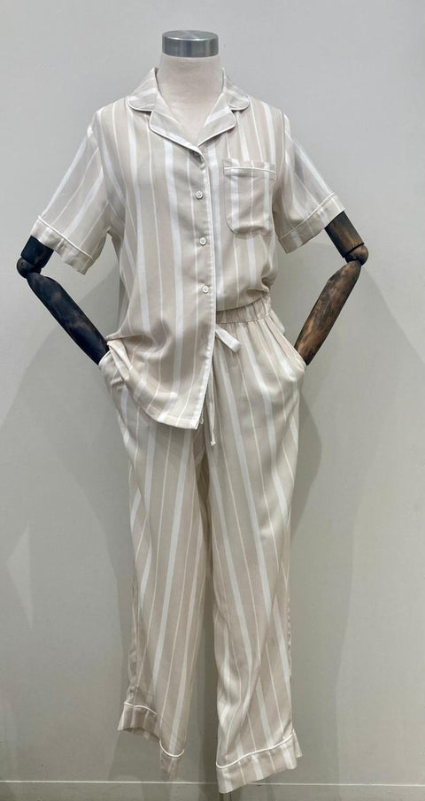 BEIGE/CREAM STRIPE SS PANTS SET 20% OFF