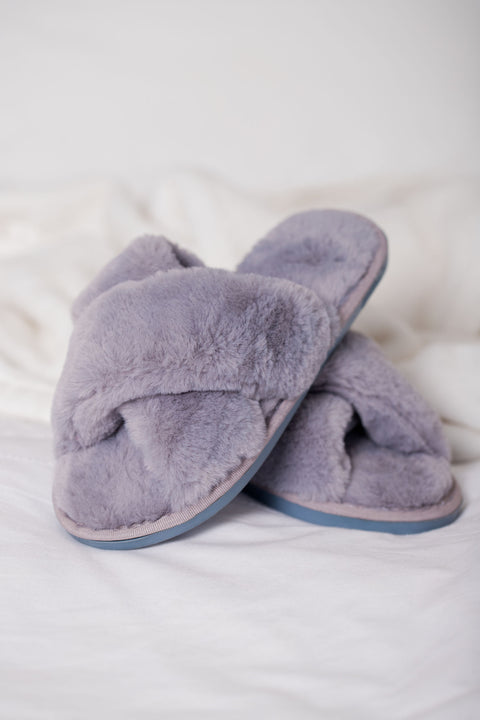 Soft Criss Cross Slipper Grey