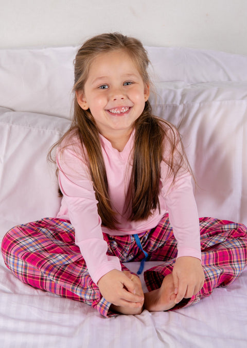 Girls Pink Check Brushed Cotton Pants 🇿🇦