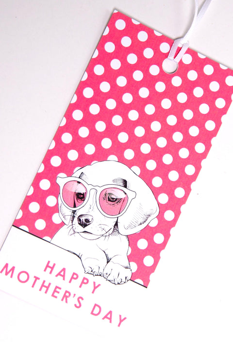 Mothers Day Gift Tag Puppy with Sunglasses