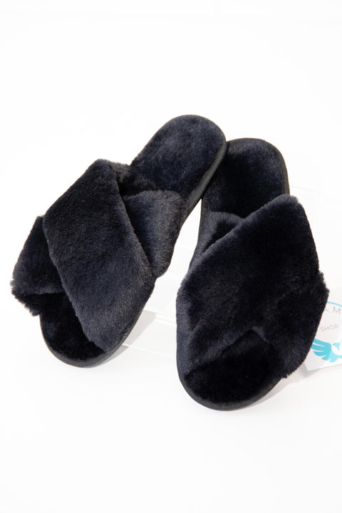 Soft Criss Cross Slipper Black