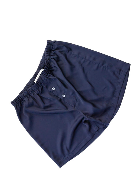 Mens Satin Boxers Navy