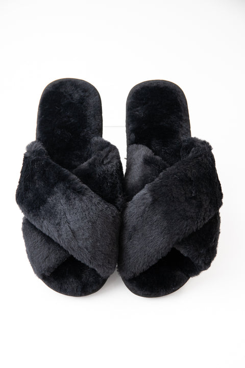 Soft Criss Cross Slipper Black