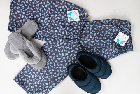 Slipper Quilted Blue His & Hers