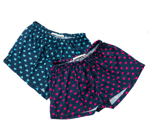 Womens Heart Satin Boxers Navy Pink🇿🇦
