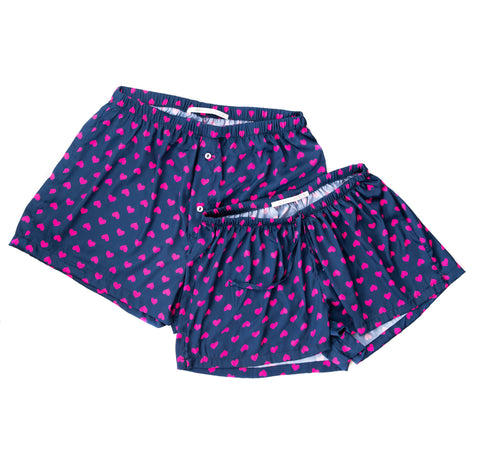 Womens Heart Satin Boxers Navy Pink🇿🇦