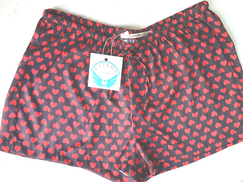 Womens Silky Satin Heart Boxers Grey Red 🇿🇦